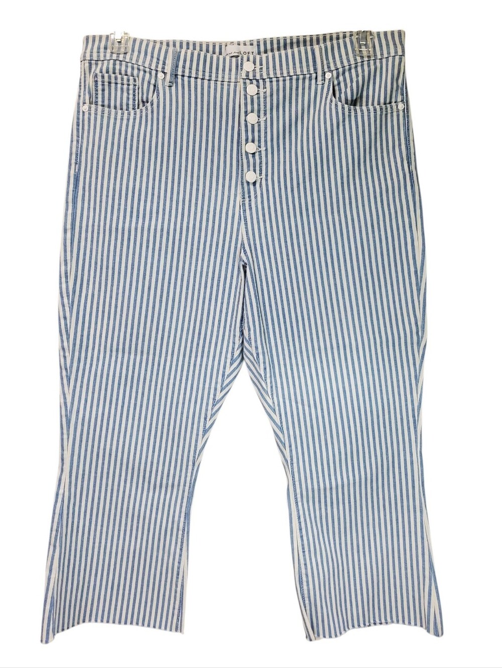 Loft Kick Cottagecore Crop Jeans Striped  Coastal Cowgirl Button Fly 18